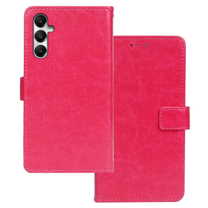 IDEWEI For Samsung Galaxy A55 5G Leather Phone Case Crazy Horse Texture Wallet Stand - Rose