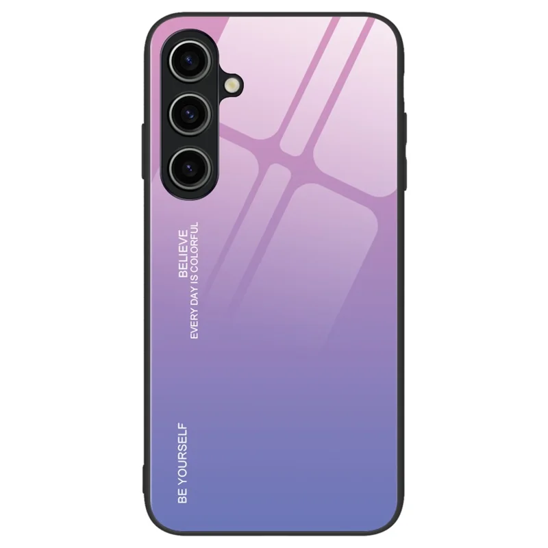 For Samsung Galaxy A55 5G Cell Phone Case Gradient Color TPU+PC+Tempered Glass Back Shell - Pink  /  Purple