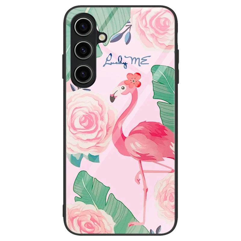 For Samsung Galaxy A55 5G Cell Phone Case Drop-proof TPU+PC+Tempered Glass Printed Pattern Cover - Bird