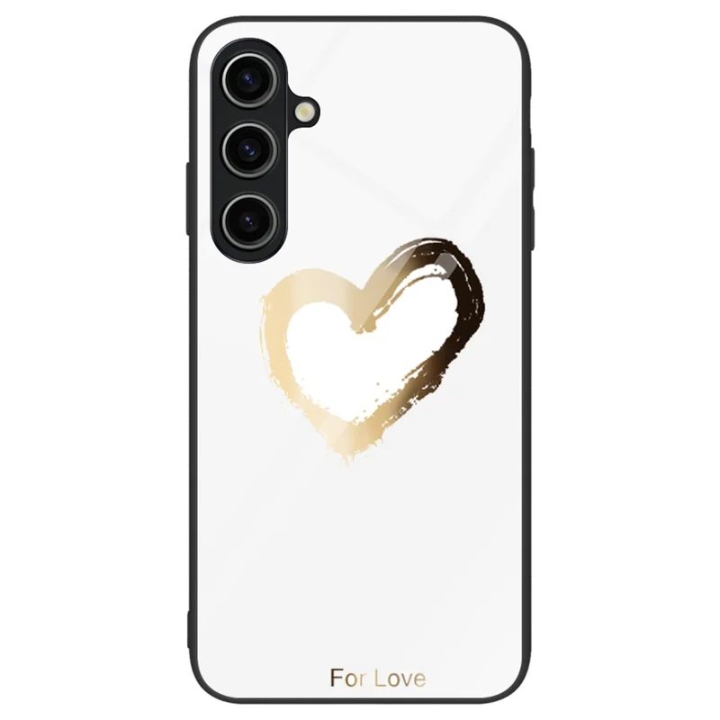 Für Samsung Galaxy A55 5G Handyhülle stoßfest TPU+PC+Gehärtetem Glas bedruckt Muster - For Love / Weiß