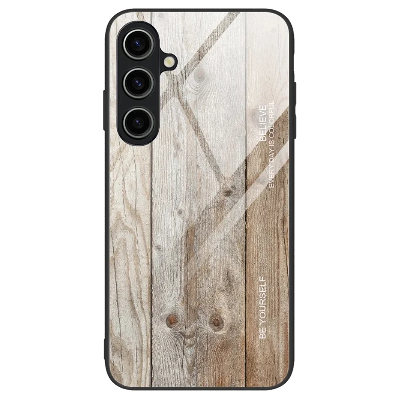 Funda para Samsung Galaxy A55 5G con Textura de Madera, Protector de Vidrio Templado + TPU - Gris