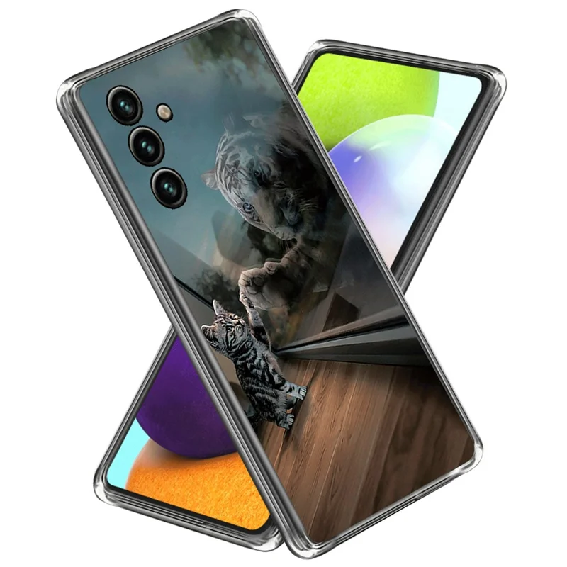 For Samsung Galaxy A55 5G Case Pattern Printed TPU Slim Phone Cover - Mirror Cat