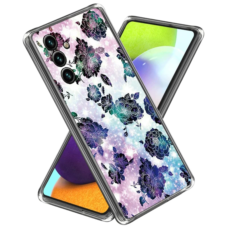 For Samsung Galaxy A55 5G TPU Case IMD Pattern Printing Phone Back Cover - Purple Flowers