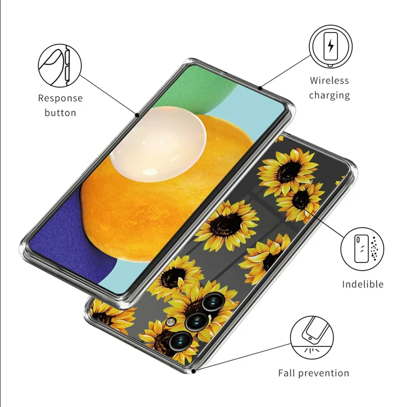 For Samsung Galaxy A55 5G TPU Case IMD Pattern Printing Phone Back Cover - Sunflowers