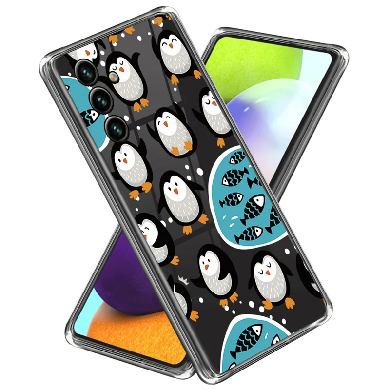 For Samsung Galaxy A55 5G Cell Phone Case Pattern Printed Soft TPU Shell - Penguins