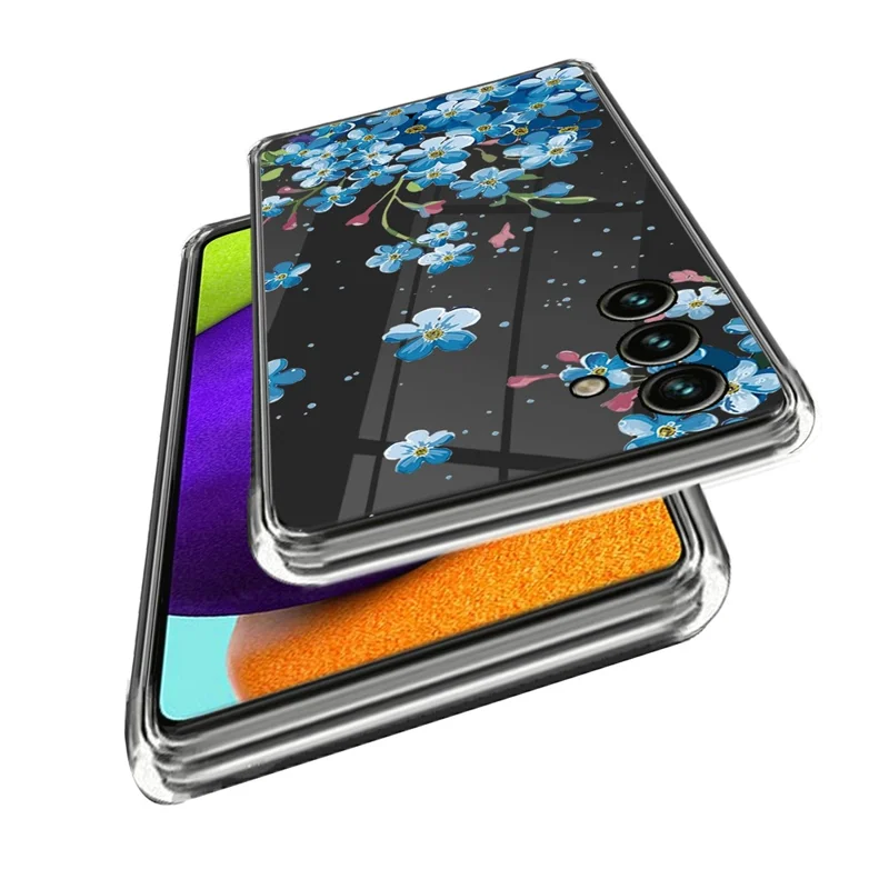 For Samsung Galaxy A55 5G Cell Phone Case Pattern Printed Soft TPU Shell - Blue Flower