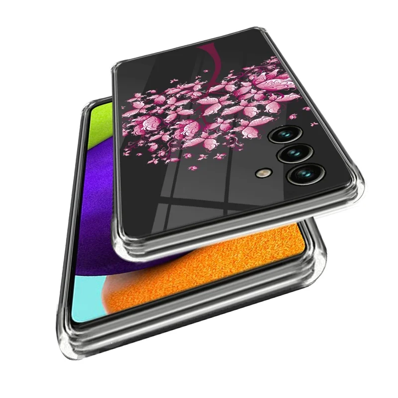 For Samsung Galaxy A55 5G Case Slim TPU IMD Pattern Printed Phone Cover - Pink Flowers