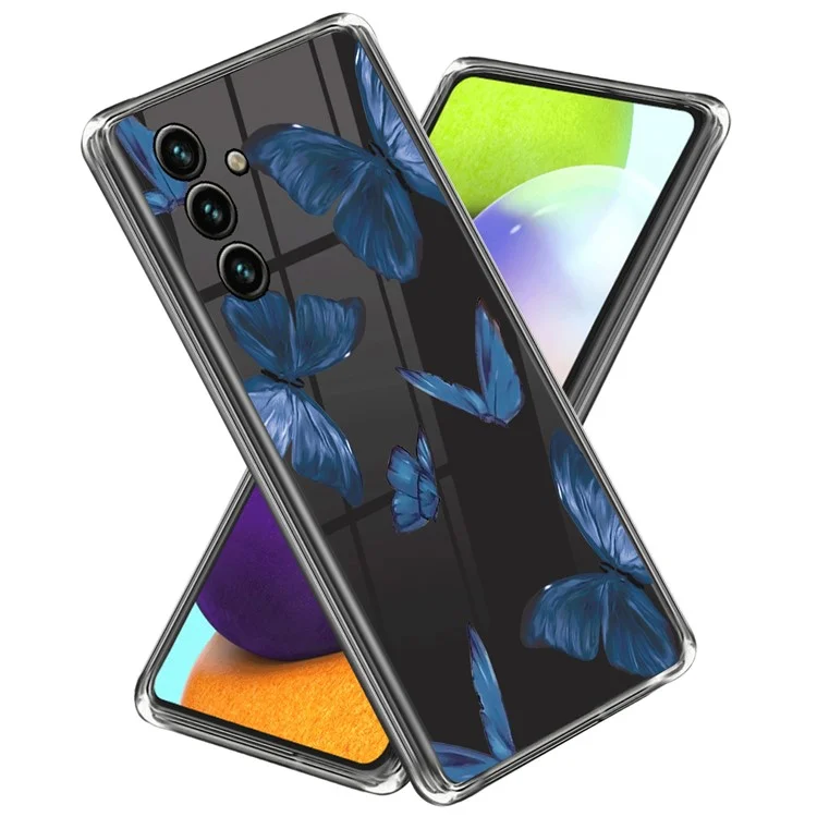 For Samsung Galaxy A55 5G Cell Phone Case Pattern Printing Shockproof TPU Protective Shell - Blue Butterflies