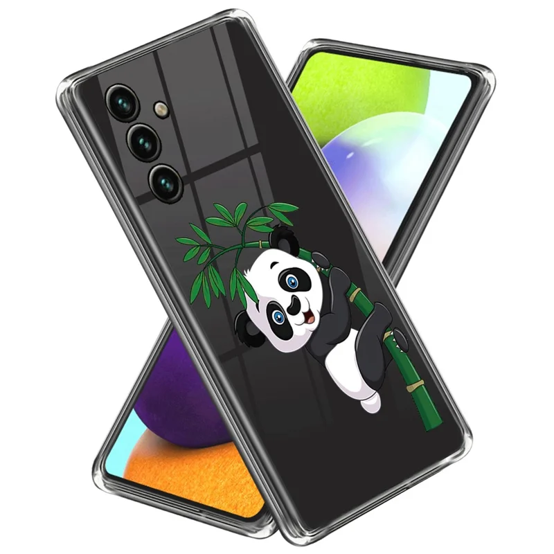 For Samsung Galaxy A55 5G Cell Phone Case Pattern Printing Shockproof TPU Protective Shell - Panda and Bamboo