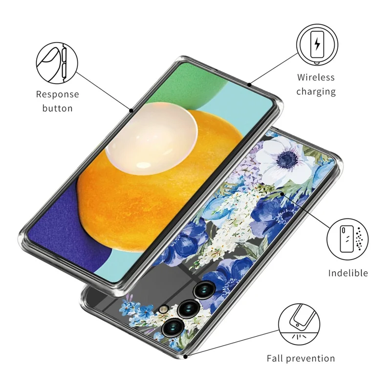 For Samsung Galaxy A55 5G Cell Phone Case Pattern Printing Shockproof TPU Protective Shell -  Flowers