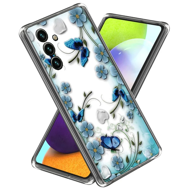 For Samsung Galaxy A55 5G Cell Phone Case Pattern Printing Shockproof TPU Protective Shell - Butterfly and Flower