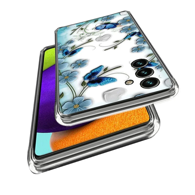 For Samsung Galaxy A55 5G Cell Phone Case Pattern Printing Shockproof TPU Protective Shell - Butterfly and Flower