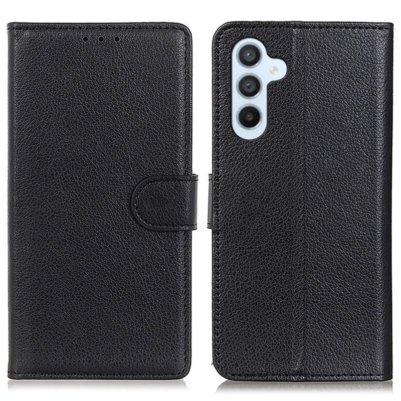 For Samsung Galaxy A55 5G Cell Phone Case PU Leather Wallet Drop-proof Phone Stand Cover - Black
