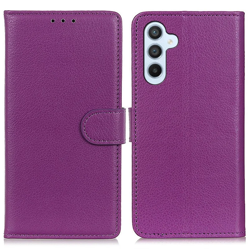 For Samsung Galaxy A55 5G Cell Phone Case PU Leather Wallet Drop-proof Phone Stand Cover - Purple
