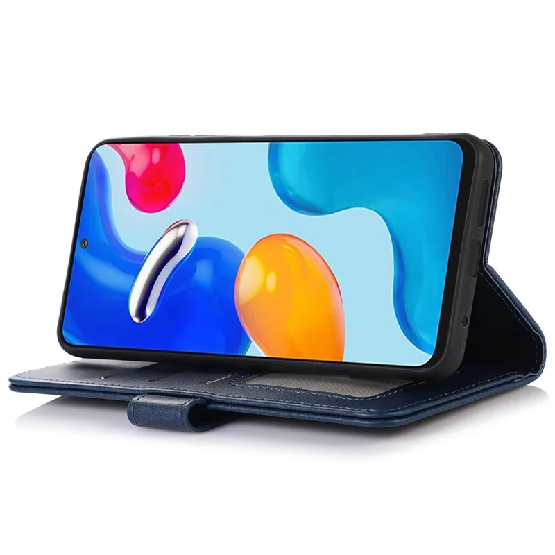 For Samsung Galaxy A55 5G Case Cowhide Texture Shockproof Stand Wallet Cell Phone Cover - Blue