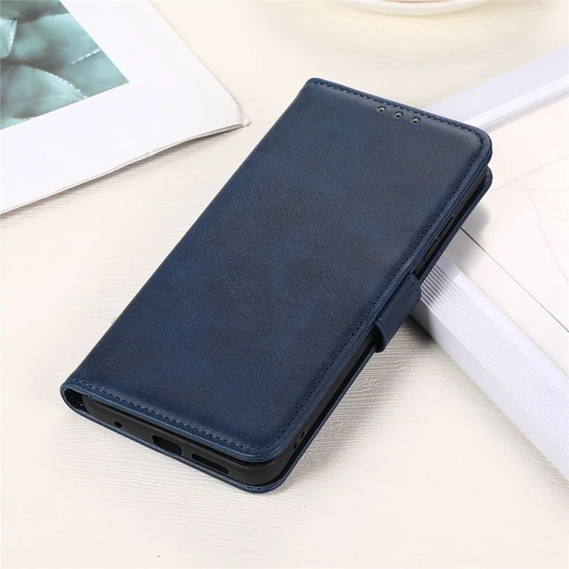 For Samsung Galaxy A55 5G Case Cowhide Texture Shockproof Stand Wallet Cell Phone Cover - Blue