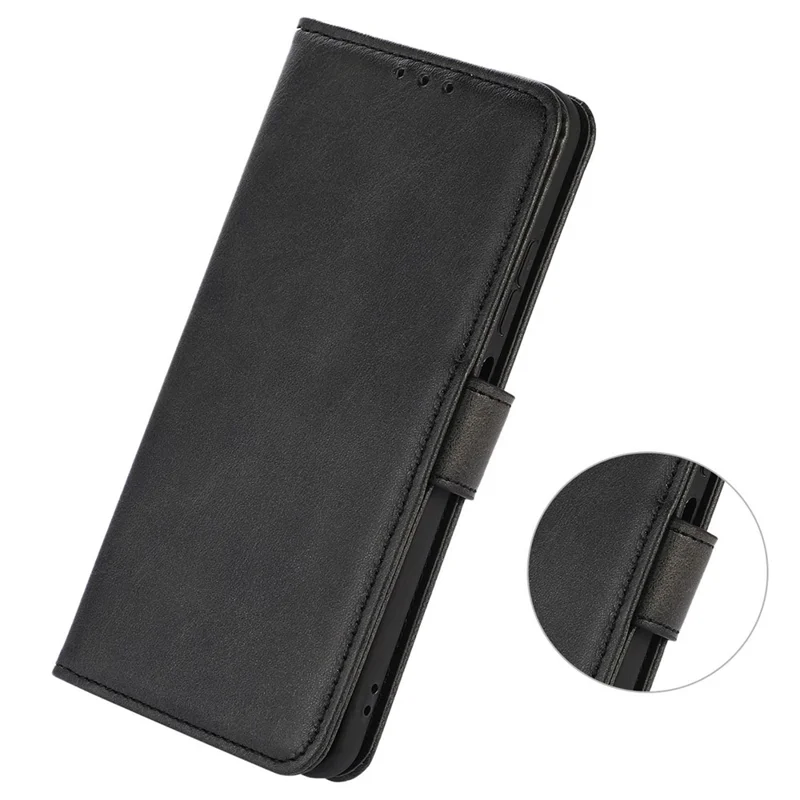 For Samsung Galaxy A55 5G Case Cowhide Texture Shockproof Stand Wallet Cell Phone Cover - Black