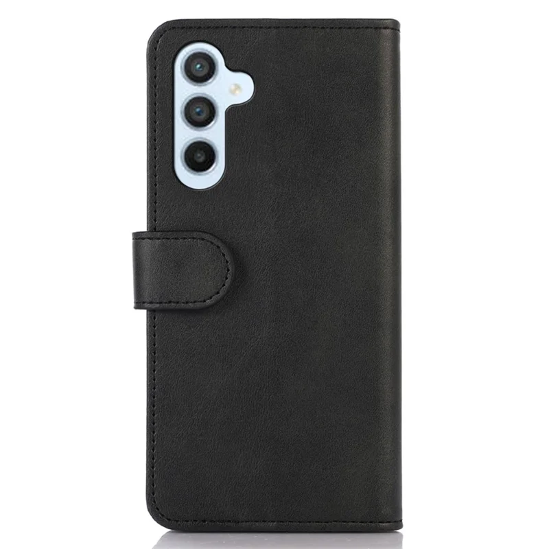 For Samsung Galaxy A55 5G Case Cowhide Texture Shockproof Stand Wallet Cell Phone Cover - Black