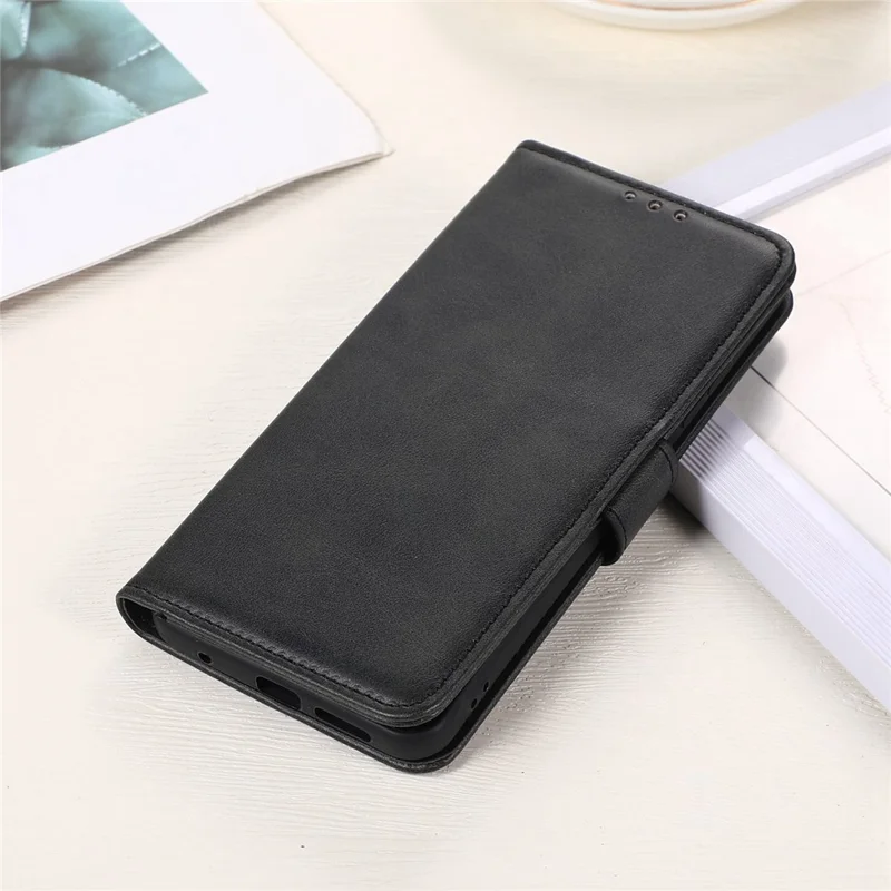 For Samsung Galaxy A55 5G Case Cowhide Texture Shockproof Stand Wallet Cell Phone Cover - Black