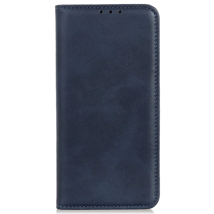 For Samsung Galaxy A55 5G Split Leather Magnetic Phone Case Cowhide Texture Wallet Cover - Blue