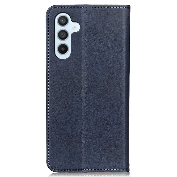 For Samsung Galaxy A55 5G Split Leather Magnetic Phone Case Cowhide Texture Wallet Cover - Blue