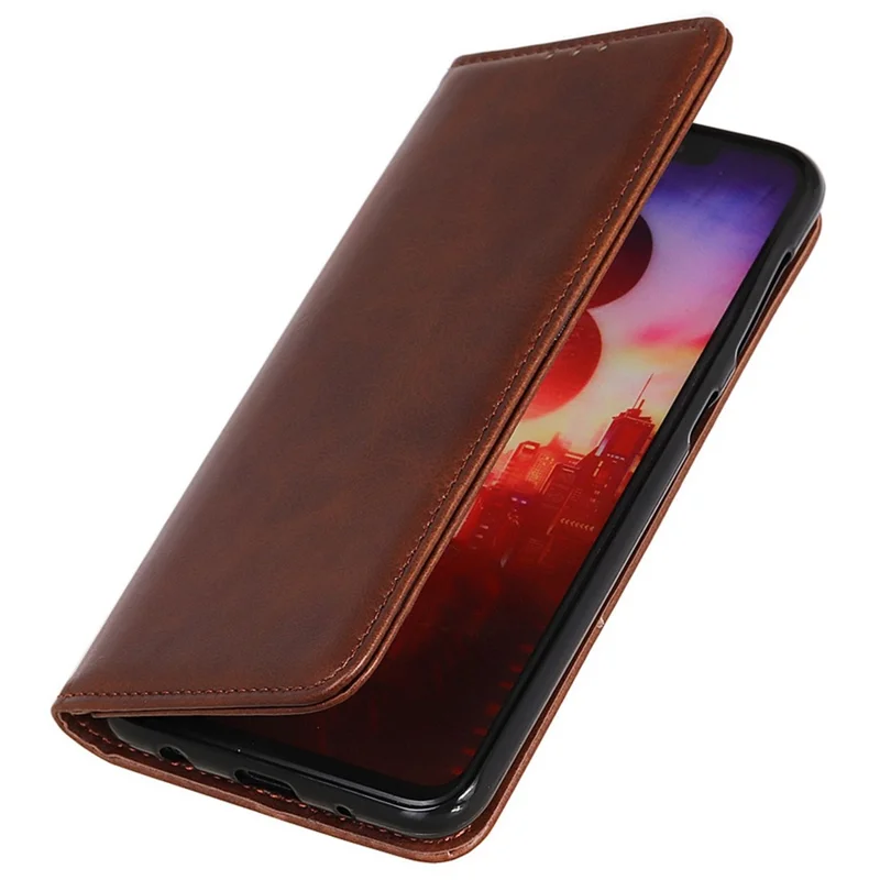 For Samsung Galaxy A55 5G Split Leather Magnetic Phone Case Cowhide Texture Wallet Cover - Coffee