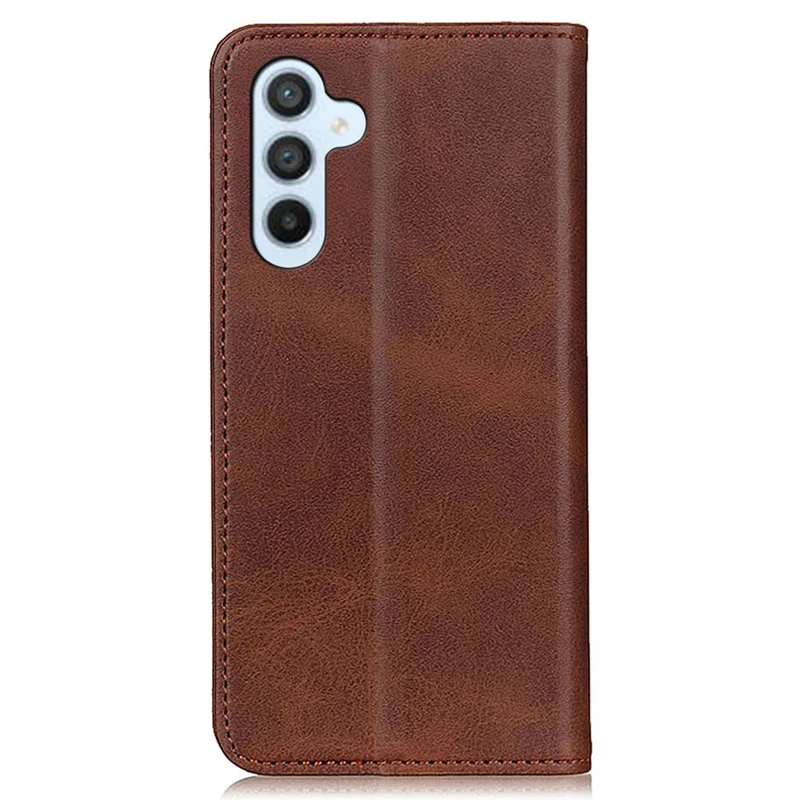 For Samsung Galaxy A55 5G Split Leather Magnetic Phone Case Cowhide Texture Wallet Cover - Coffee