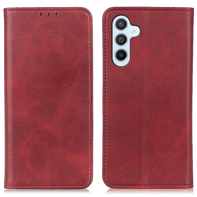 Для Samsung Galaxy A55 5G Split Leather Magnetic Phone Case Cowhide Texture Wallet Cover - Красный