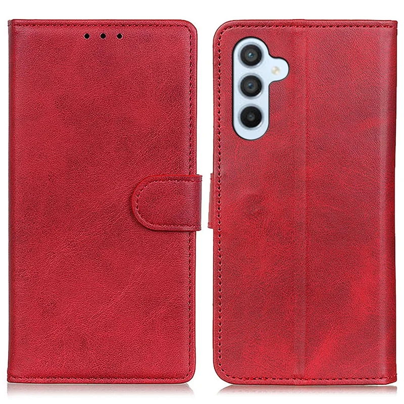 For Samsung Galaxy A55 5G PU Leather Mobile Phone Case Magnetic Stand Cover - Red