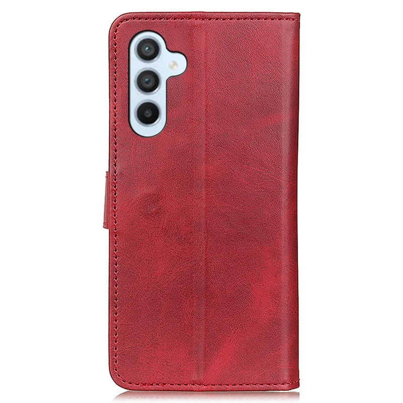 For Samsung Galaxy A55 5G PU Leather Mobile Phone Case Magnetic Stand Cover - Red