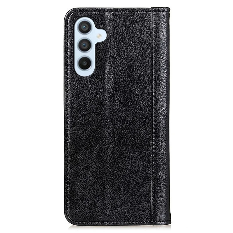 For Samsung Galaxy A55 5G Case Stable Stand Split Leather Cell Phone Cover - Black