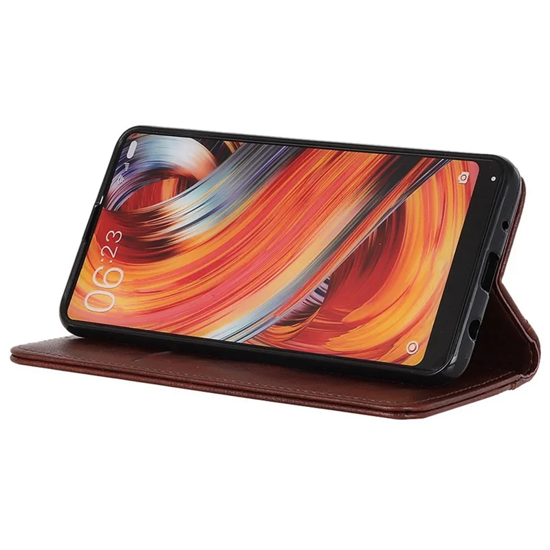 For Samsung Galaxy A55 5G Case Stable Stand Split Leather Cell Phone Cover - Brown