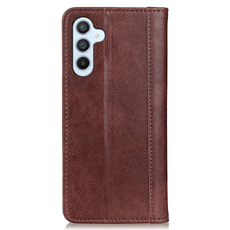 For Samsung Galaxy A55 5G Case Stable Stand Split Leather Cell Phone Cover - Brown