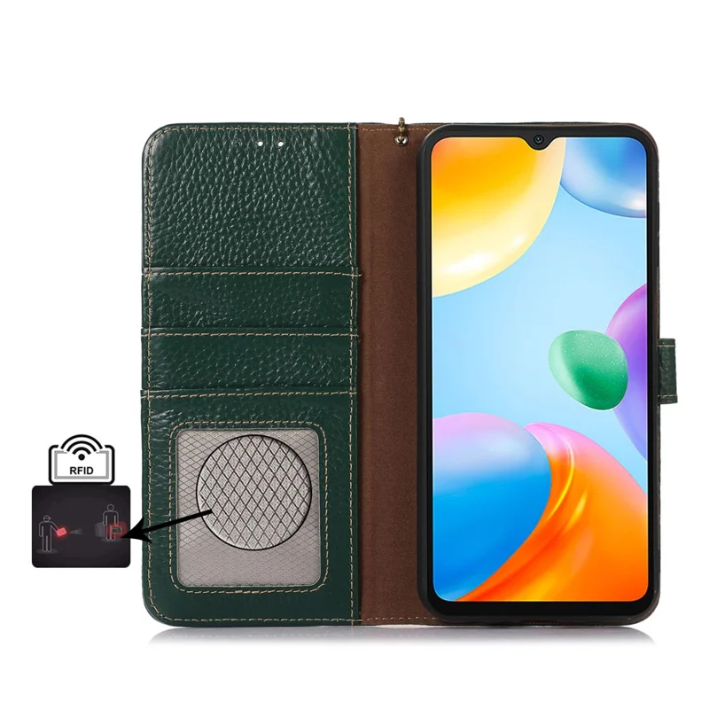 Para Xiaomi Poco C65 4G / Redmi 13C Litichi Texture Case con bloqueo RFID - Verde