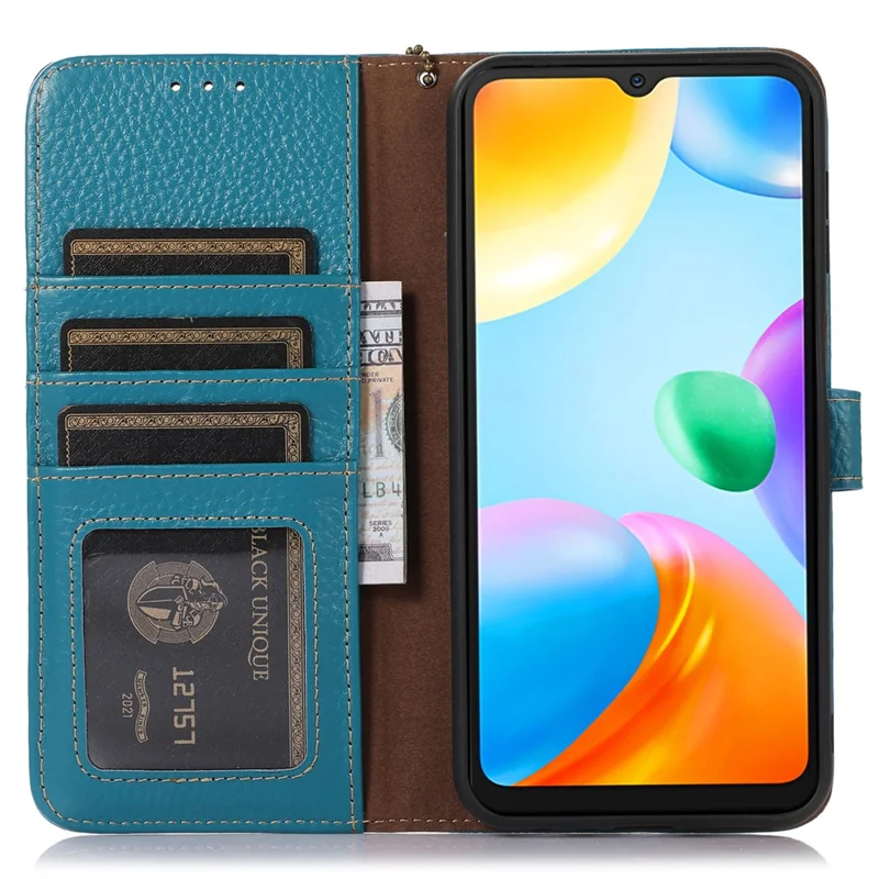 Voor Xiaomi Poco C65 4G / Redmi 13C Litichistructuurhoes met RFID-blokkering - Blauw