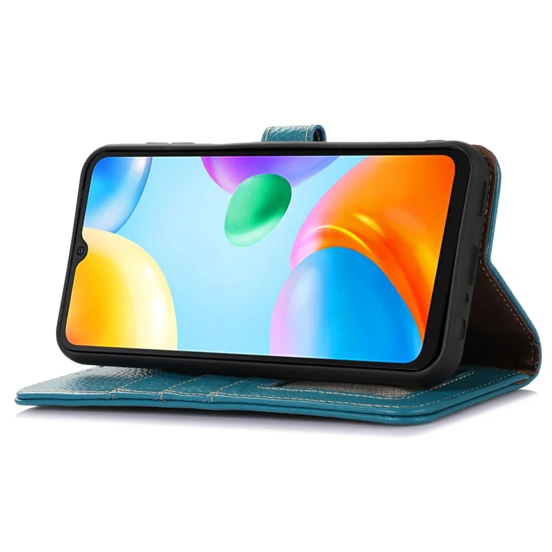 Voor Xiaomi Poco C65 4G / Redmi 13C Litichistructuurhoes met RFID-blokkering - Blauw