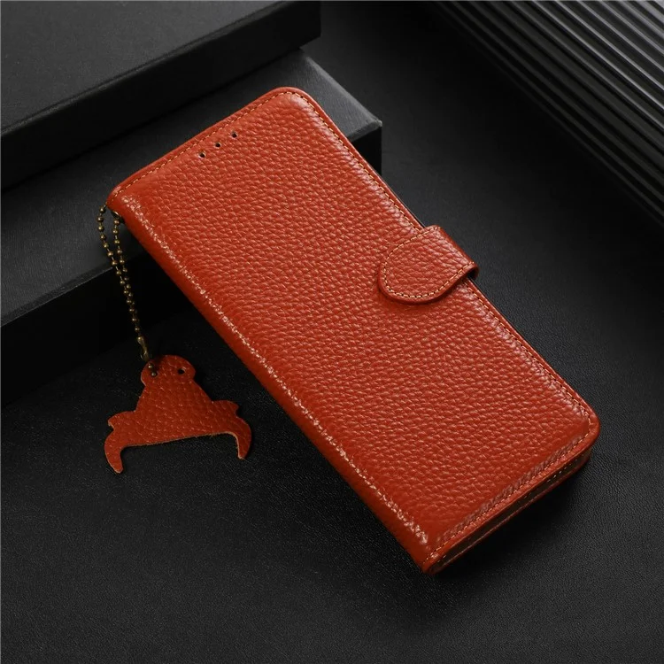 Per Xiaomi Poco C65 4G / Redmi 13C Litichi Texture Case con blocco RFID - Marrone