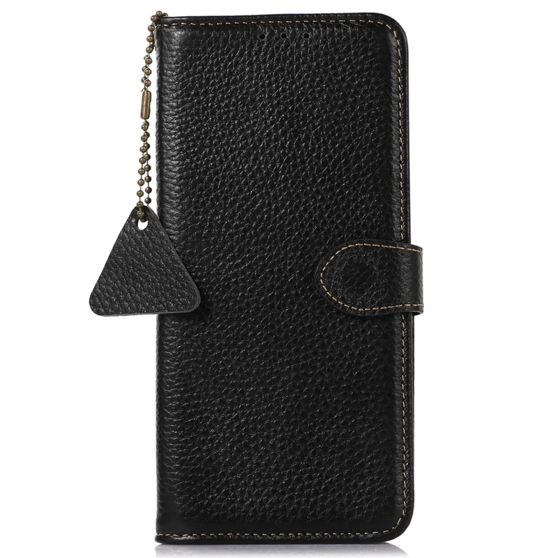 Per Samsung Galaxy A25 5G (Global) (161,0 x 76,5 x 8,3 mm) Genuine Cow Leather Phone Cover Lychee Texture Case - Nero