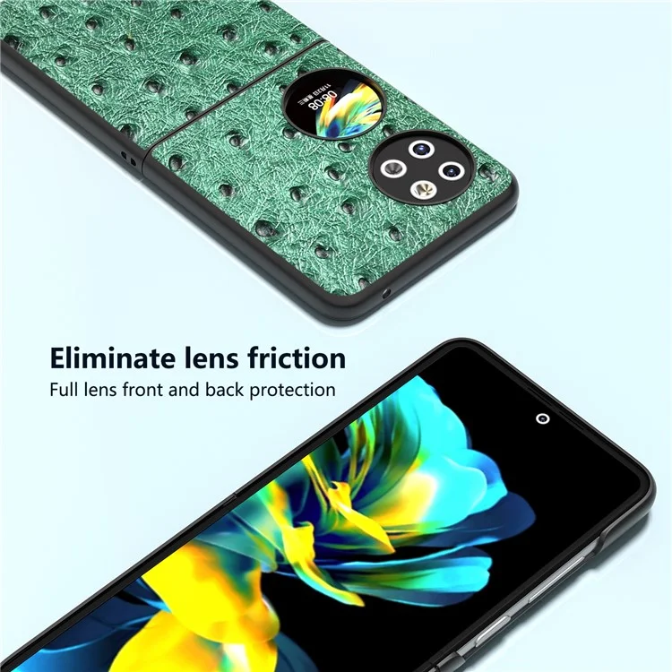 ABEEL Защитный чехол для Huawei Pocket 2 из натуральной кожи коровы с рисунком из страусиной кожи - Зеленый
