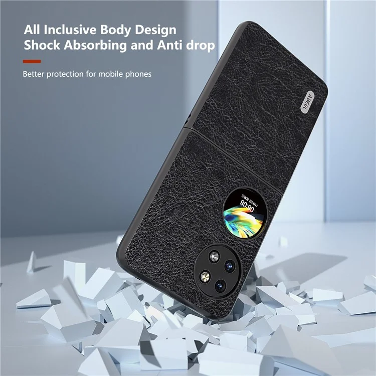ABEEL Für Huawei Pocket 2 Vintage Case PU Leder Lychee Textur Cover - Schwarz