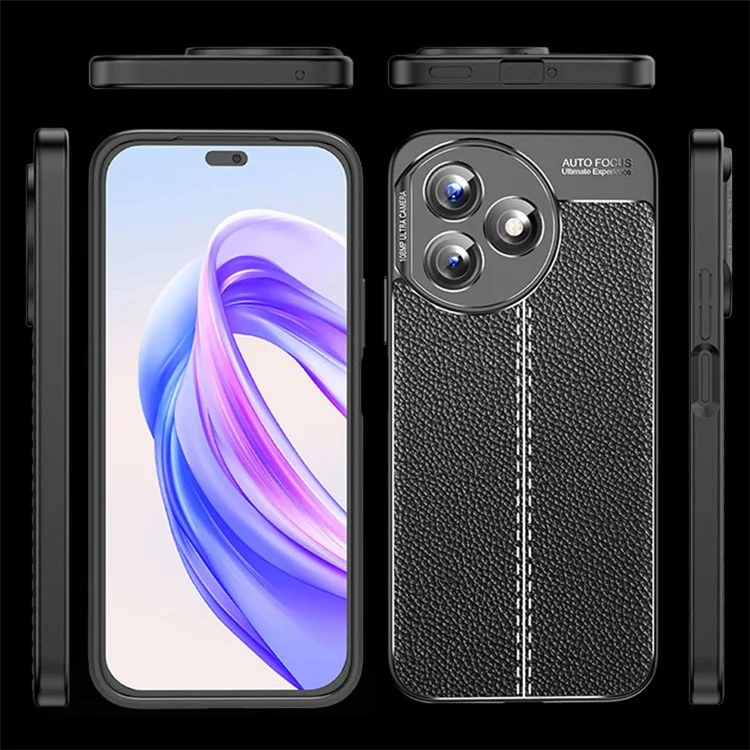 For Honor X50i+ 5G Case Funda Litchi Textura Anti-arañazos TPU Funda Protectora para Teléfono - Negro
