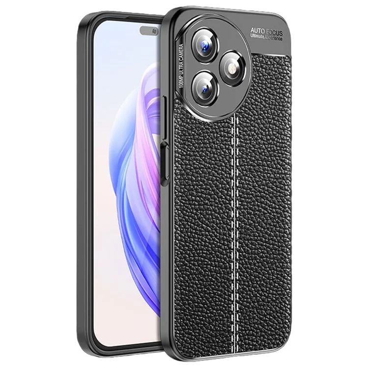 For Honor X50i+ 5G Case Funda Litchi Textura Anti-arañazos TPU Funda Protectora para Teléfono - Negro