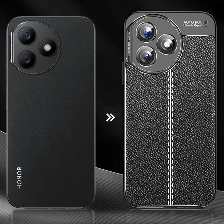 For Honor X50i+ 5G Case Funda Litchi Textura Anti-arañazos TPU Funda Protectora para Teléfono - Negro