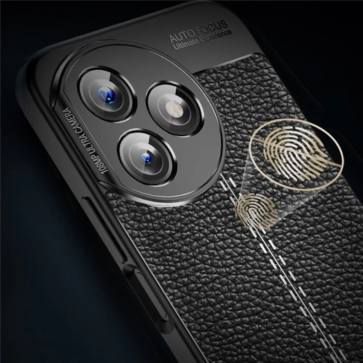 For Honor X50i+ 5G Case Funda Litchi Textura Anti-arañazos TPU Funda Protectora para Teléfono - Negro