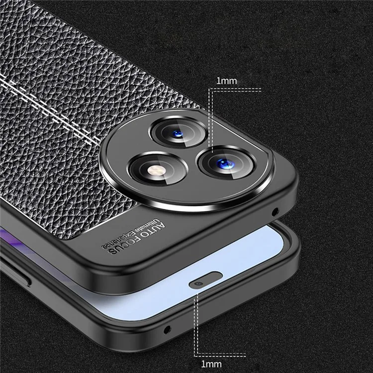 For Honor X50i+ 5G Case Funda Litchi Textura Anti-arañazos TPU Funda Protectora para Teléfono - Negro
