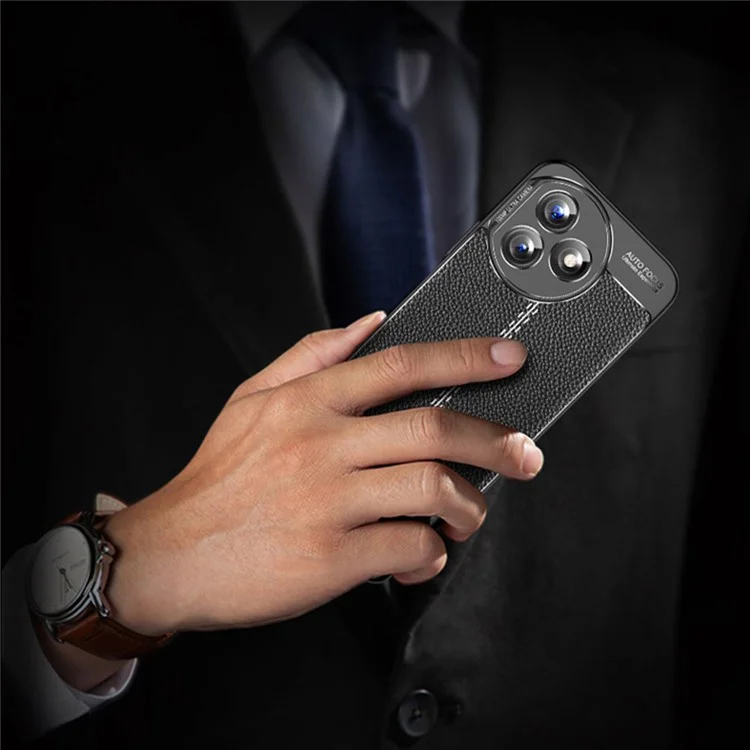 For Honor X50i+ 5G Case Funda Litchi Textura Anti-arañazos TPU Funda Protectora para Teléfono - Negro