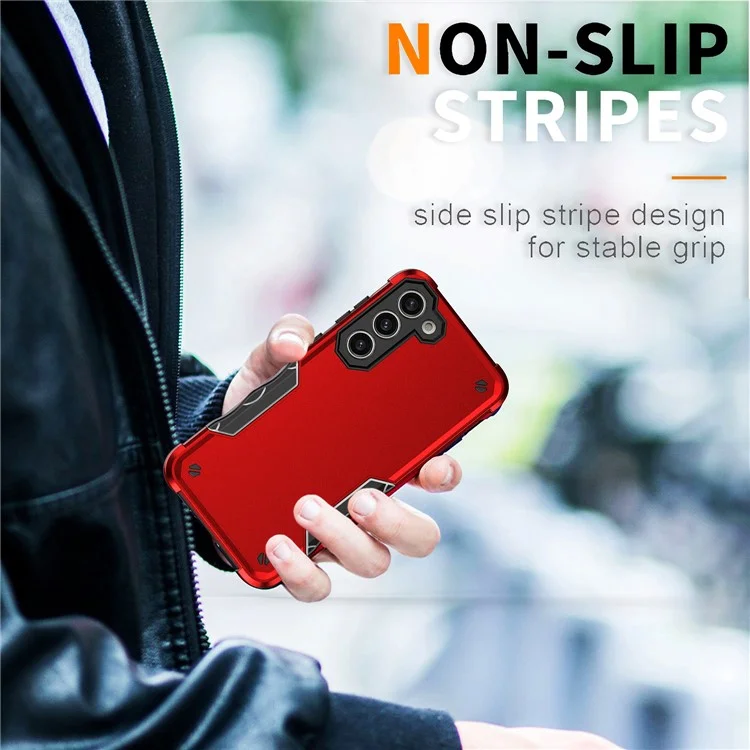 Pour Samsung Galaxy S24+ Étui antichoc Anti-Slip Grips Coin renforcé - Rouge