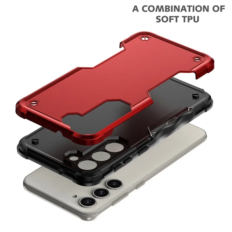 Pour Samsung Galaxy S24+ Étui antichoc Anti-Slip Grips Coin renforcé - Rouge