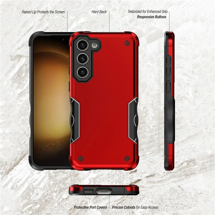 Pour Samsung Galaxy S24+ Étui antichoc Anti-Slip Grips Coin renforcé - Rouge