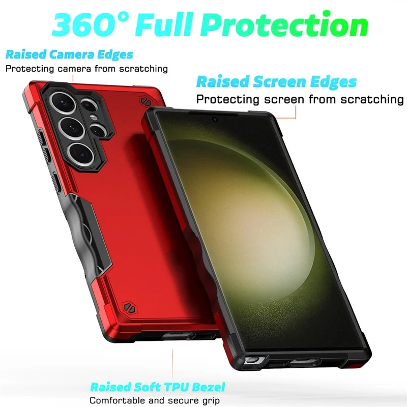 For Samsung Galaxy S24 Ultra Reinforced Protective Shell Hybrid PC+TPU Phone Cover - Red
